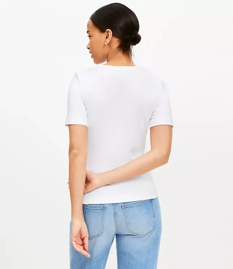 Ribbed Scoop Neck Tee