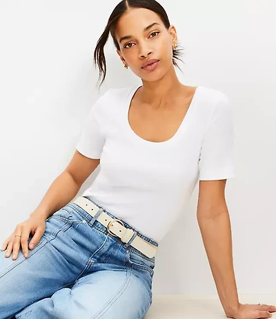 Ribbed Scoop Neck Tee