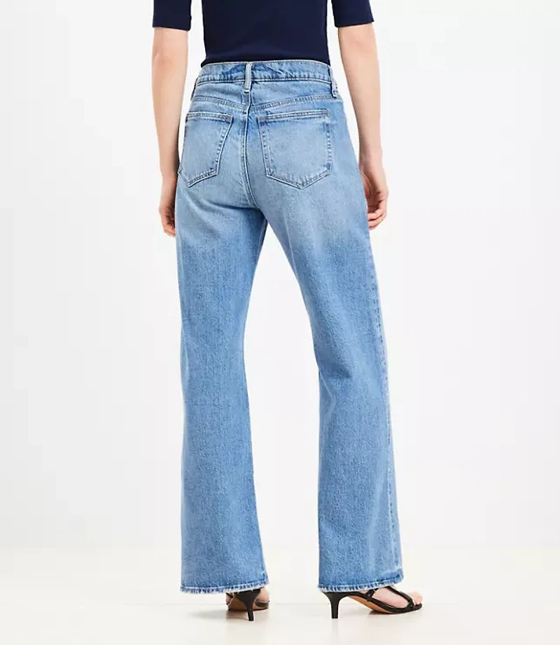 Petite High Rise Wide Leg Jeans Bright Mid Indigo Wash