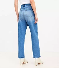 Petite High Rise Straight Jeans Vintage Mid Indigo Wash