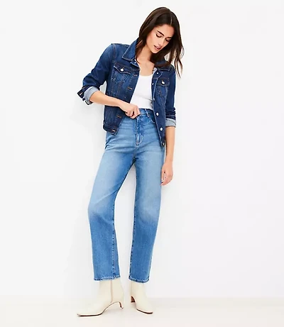 Petite High Rise Straight Jeans in Vintage Mid Indigo Wash