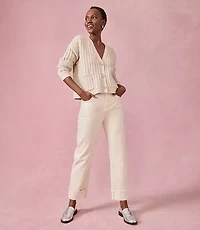 High Rise Cuffed Straight Jeans Popcorn