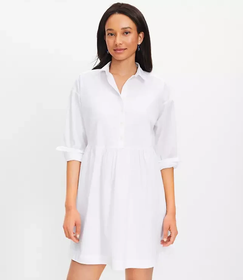 Petite Poplin Swing Shirtdress