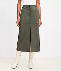 Faux Suede Midi Pocket Skirt