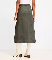 Faux Suede Midi Pocket Skirt
