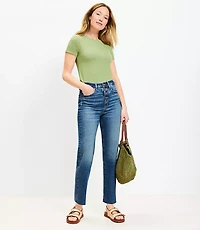 Petite Fresh Cut High Rise Straight Jeans Authentic Vintage Mid Wash