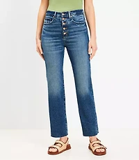 Petite Fresh Cut High Rise Straight Jeans Authentic Vintage Mid Wash