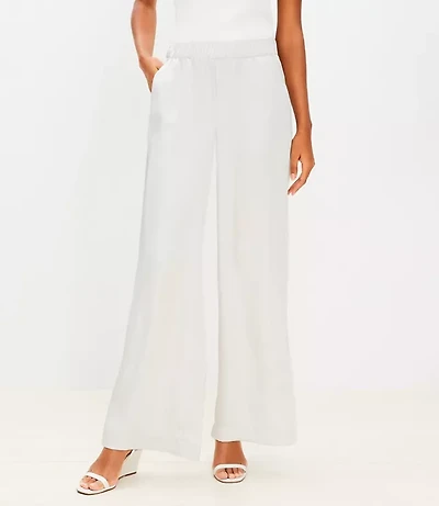 Fluid Pull On Wide Leg Pants Satin