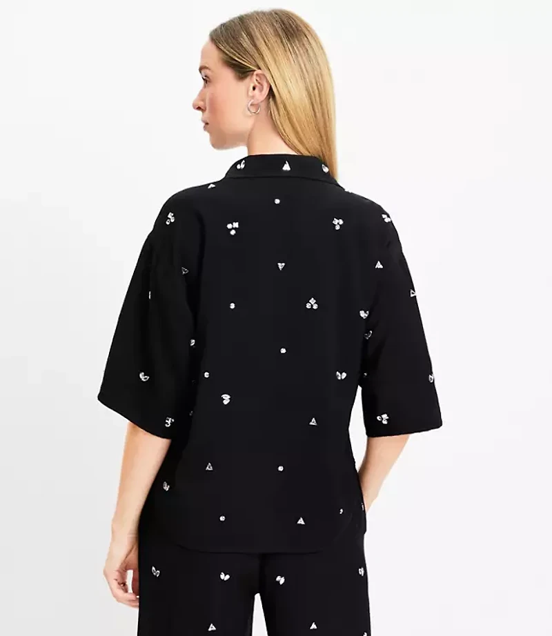 Jeweled Cluster Short Sleeve Shirt