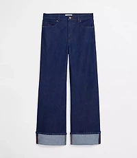 Rivete Tall Curvy Cuffed High Rise Wide Leg Jeans Nova Wash