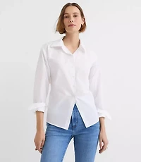 Petite Striped Cutout Tie Back Poplin Shirt