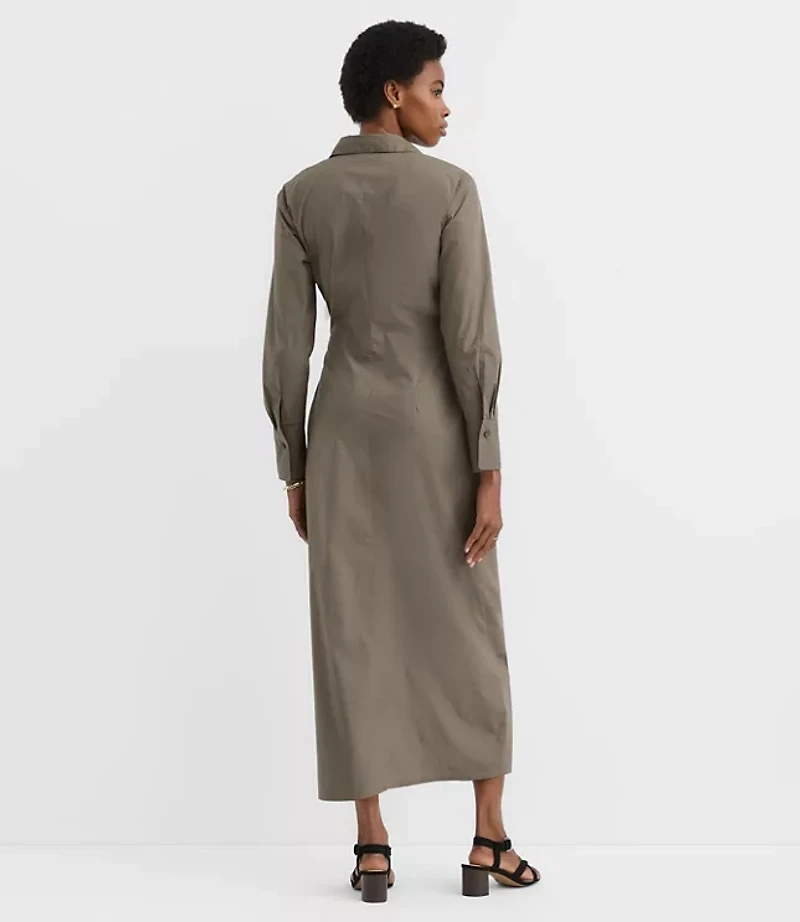 Petite Poplin Twist Midi Shirtdress