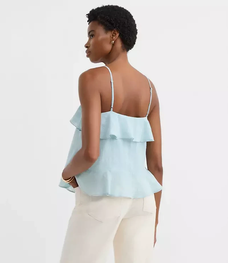 Petite Textured Tie Back Ruffle Strappy Cami