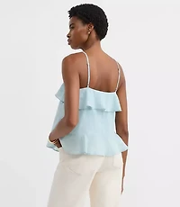 Petite Textured Tie Back Ruffle Strappy Cami