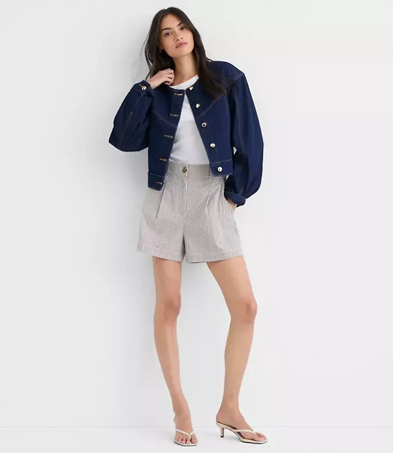 Balloon Sleeve Denim Jacket Classic Rinse Wash