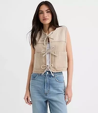 Tie Denim Vest Washed Neutral