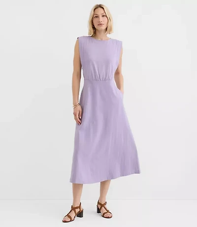 Petite Side Paneled Midi Pocket Dress