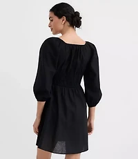 Linen Cotton Smocked Mini Dress