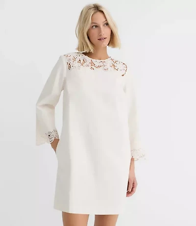 Petite Floral Lace Trim Mini Pocket Dress