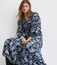 Petite Paisley Bow Maxi Pocket Dress
