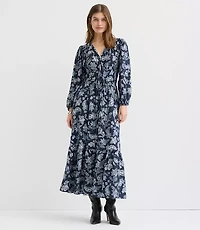 Petite Paisley Bow Maxi Pocket Dress