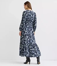 Petite Paisley Bow Maxi Pocket Dress