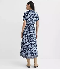 Petite Paisley Pleated Midi Pocket Shirtdress