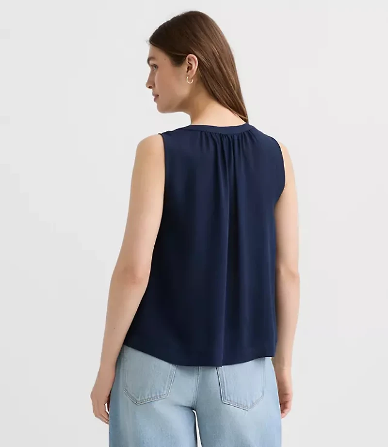 Petite Shirred Button Shell