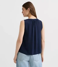 Petite Shirred Button Shell