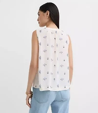 Petite Floral Shirred Button Shell