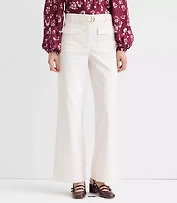 Petite Curvy Belted Palmer Wide Leg Pants Pique