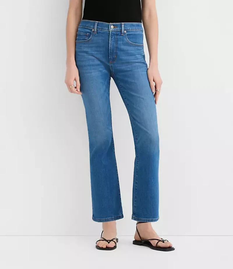 Rivete Mid Rise Kick Crop Jeans Dark Wash