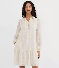 Petite Eyelet Tie Neck Flounce Mini Pocket Dress