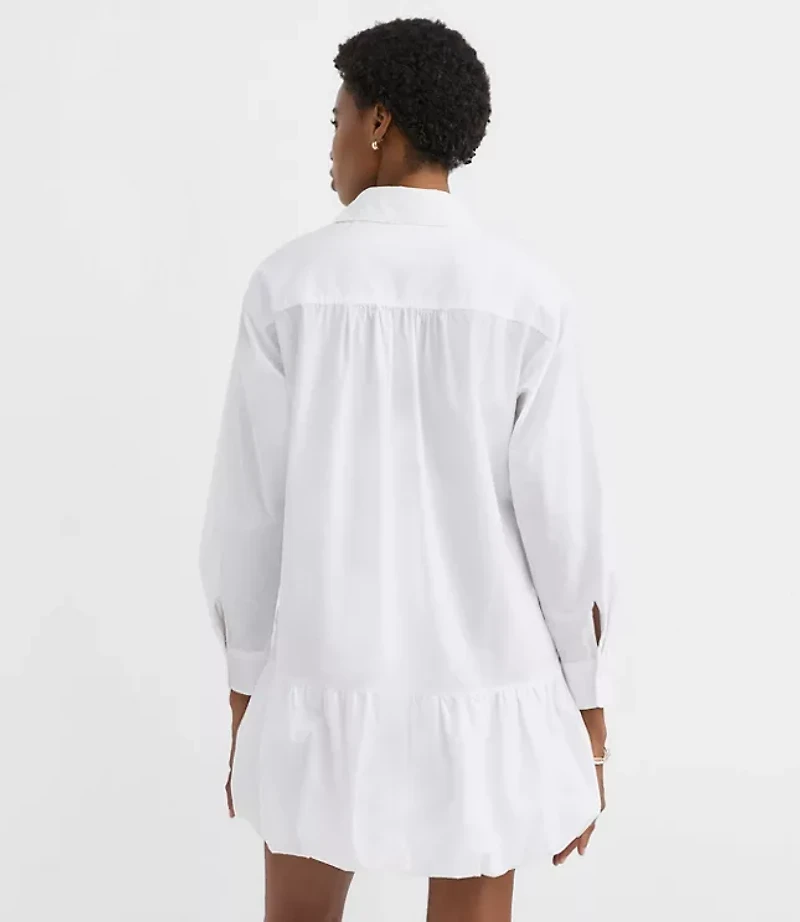 Petite Poplin Bubble Hem Mini Pocket Shirtdress