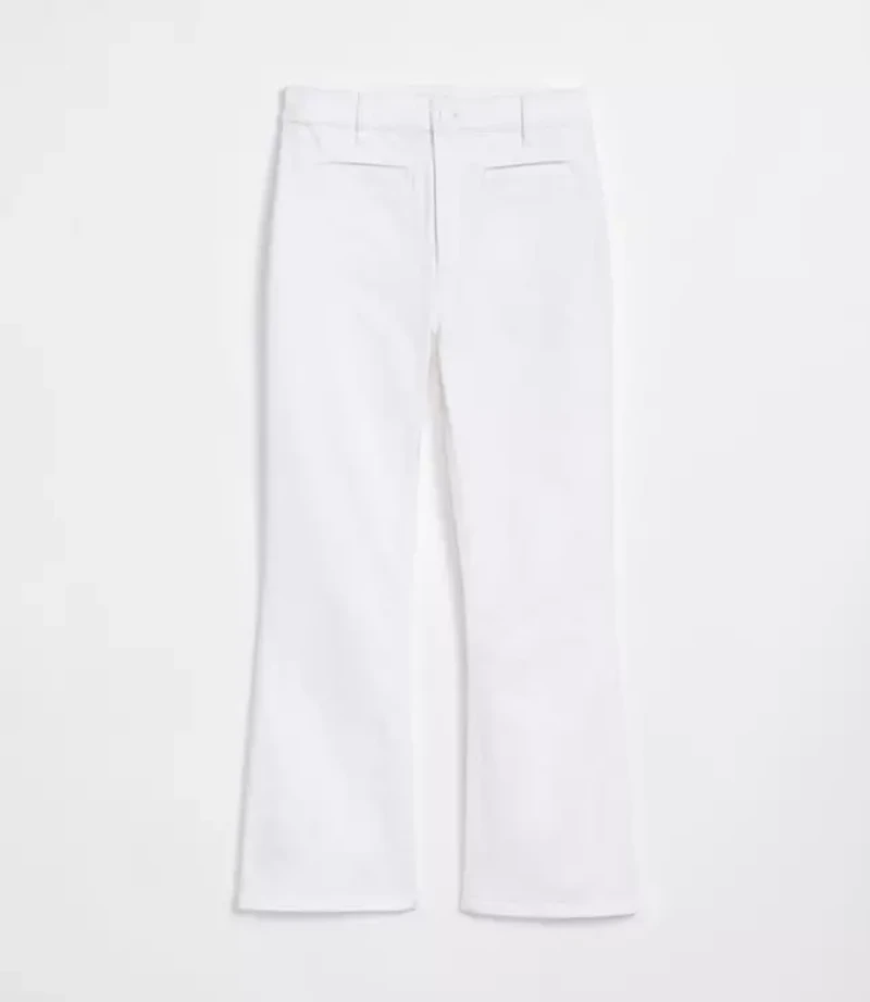 Rivete Curvy Welt Pocket High Rise Kick Crop Jeans White