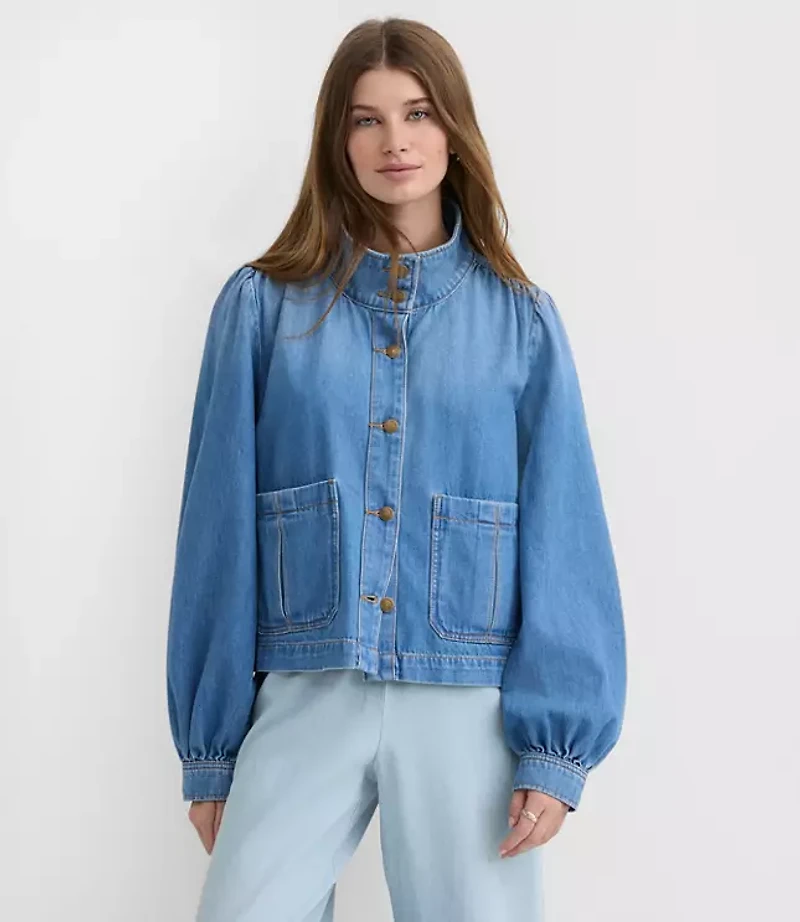 Petite Denim Swing Jacket Luxe Indigo Wash