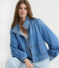 Petite Denim Swing Jacket Luxe Indigo Wash