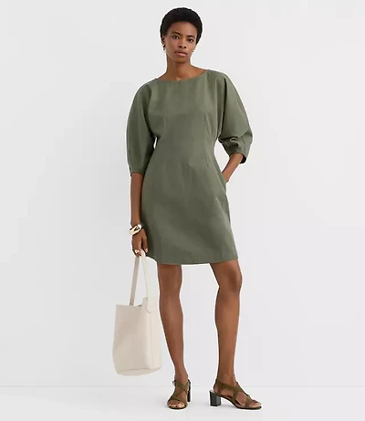 Twill Seamed Mini Pocket Dress