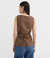 Petite Twill Tie Back Vest Top