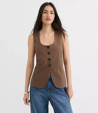 Petite Twill Tie Back Vest Top