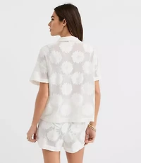 LOFT Beach Daisy Mesh Jacquard Shirt