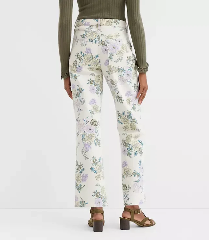 Petite High Rise Straight Jeans Floral