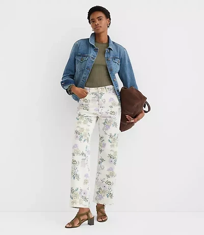 Petite High Rise Straight Jeans Floral