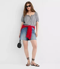 Gingham Pintucked Puff Sleeve Blouse