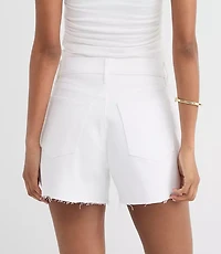Rivete Petite Curvy High Rise Cut Off Denim Shorts White