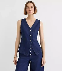 Petite Denim Pocket Vest Classic Rinse Wash