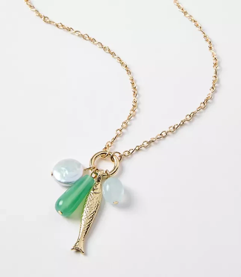 LOFT Beach Fish Cluster Pendant Necklace