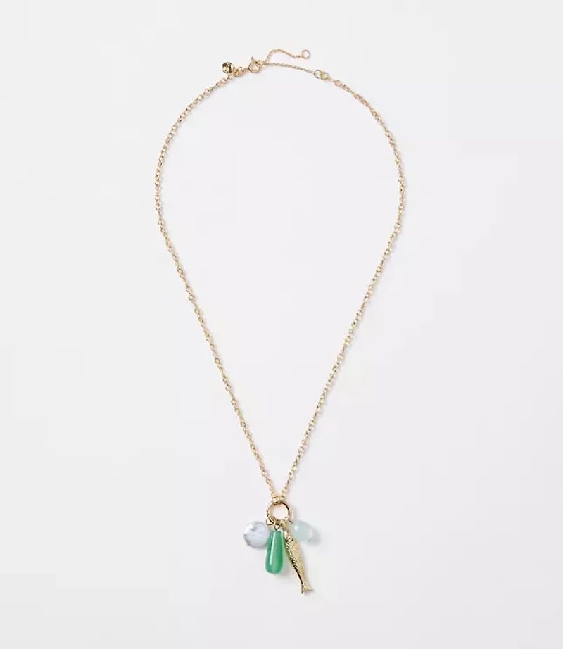 LOFT Beach Fish Cluster Pendant Necklace