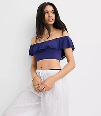 RUFFLE BIKINI TOP W/ LASER CUT EYELET