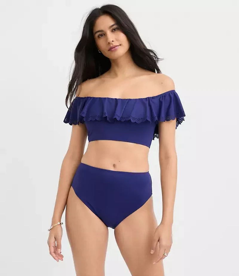 LOFT Beach Eyelet Ruffle Bikini Top